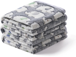 Conjunto com 3 Mantas Super Macias e Fofas de Alta Qualidade com Estampa de Elefante para Cães e Gatos, em Flanela Xadrez, Cinza Escuro BRILVIBERA