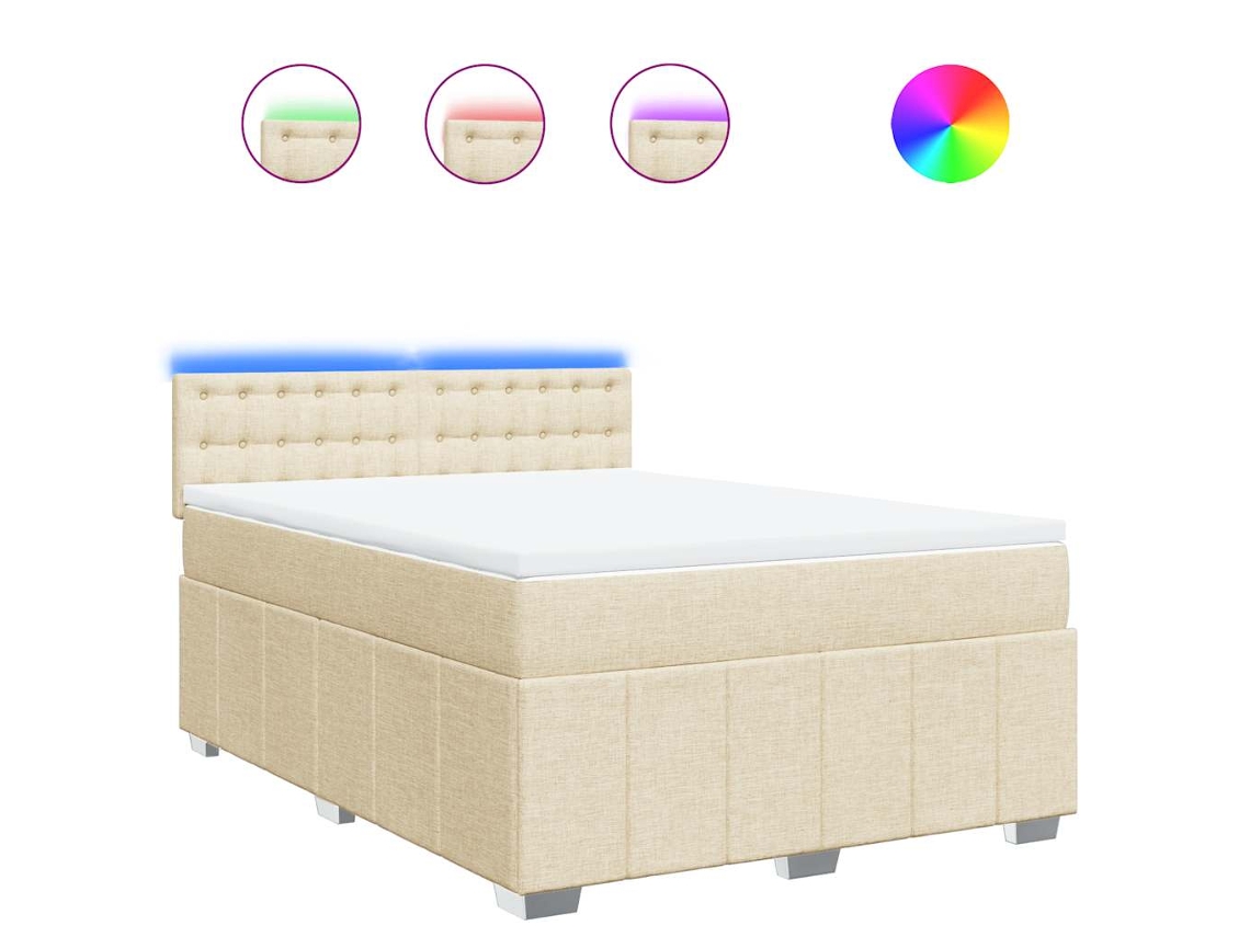 Box Spring Bed, Box Spring Beds Vidaxl Creme Tecido (140 X 190 Cm)