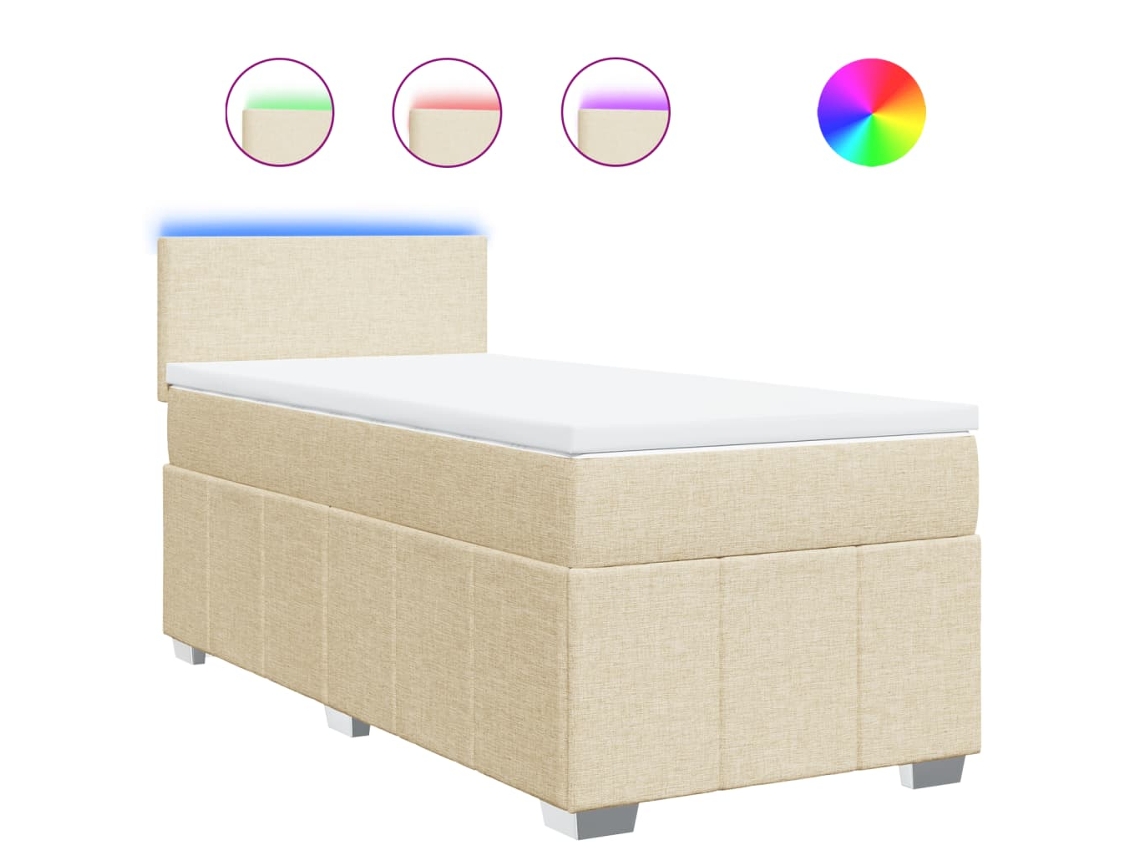 Box Spring Bed, Box Spring Beds Vidaxl Creme Tecido (100 X 200 Cm)