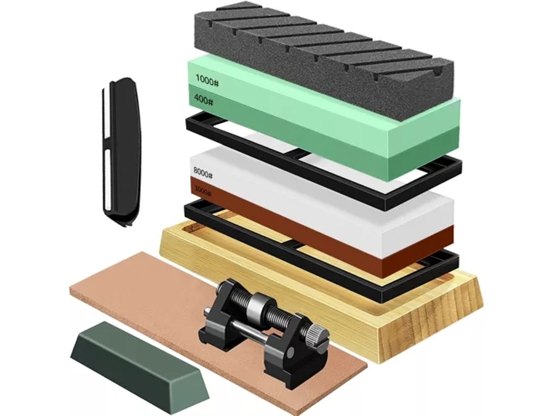 Kit De Pedra Amolar Para Afiar Facas / Bloco Afiador 400/1000/3000/8000 Aquaforge
