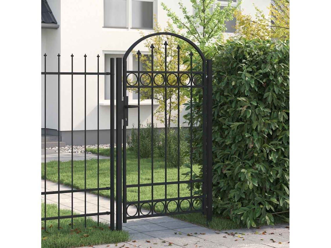 Vidaxl Portão De Cerca Assen Com Topo Arqueado, Aço, 102x175 Cm, Preto