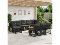Vidaxl Conjunto De Sofás Para Exterior 11 Pcs Preto E Cinza Escuro