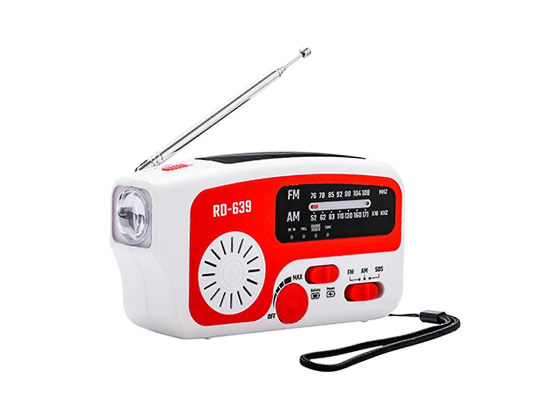 Rádio De Emergência Am/fm Rd 639 Com Manivela E Lanterna, Portátil, Solar, Autoalimentado, Com Bateria Externa De 1200 Mah. Olysi Shop