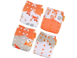 Conjunto de 4 Fraldas Impermeáveis para Meninos e Meninas, Laváveis e Reutilizáveis, Adequadas para CHABERLU