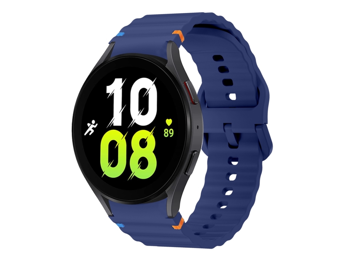 Bracelete Para Samsung Galaxy Watch 5 (40mm/44mm) - Silicone Costurado Com Padrão De Onda - Azul Escuro