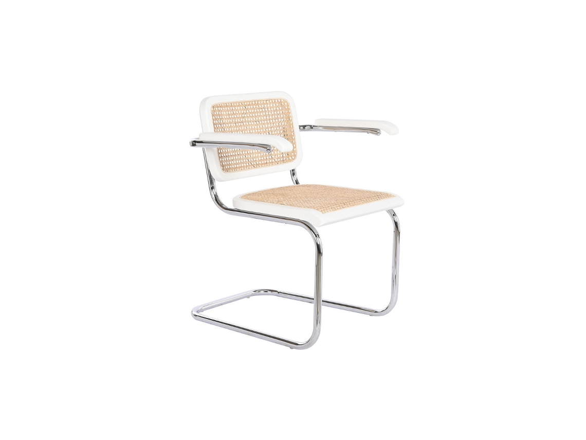 Cadeira de Chão DKD HOME DECOR Branco Prateado Natural 65 5 X 62 X 79 Cm