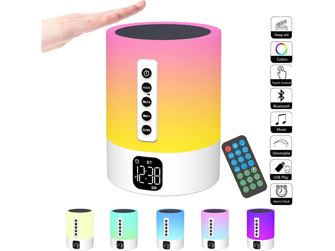 Caixa De Som Bluetooth Multifuncional, O Melhor Presente Para Amantes Do Design Moderno, Com Despertador, Sensor De Toque, Luz Led E Iluminação Super