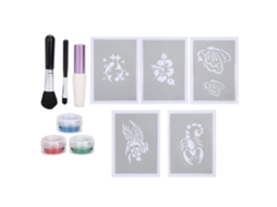Kit De Pó De Glitter Para Pintura Facial E Corporal Diy Com Modelos E Ferramentas Cosméticas