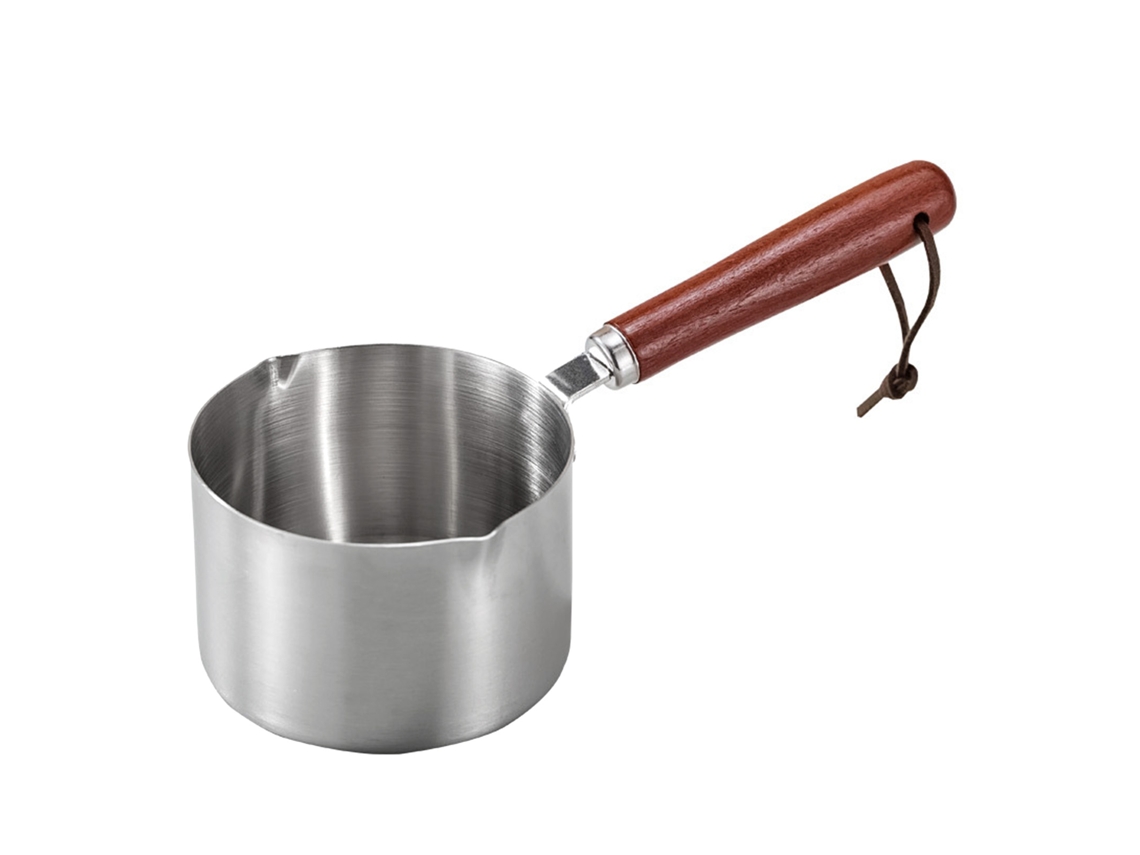 Panela aquecedora de manteiga, aço inox 304, 125ml, com punho de madeira | S/MARCA