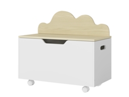 Baú De Brinquedos Infantil Com Rodinhas, Baú De Armazenamento Infantil Com Tampa Articulada, 59 X 30 X 53 Cm, Branco