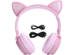Fone De Ouvido Com Orelhas Gato, Bluetooth 5 0, Sem Fio, Com Luz Led, Dobrável, Estéreo 3d, Com Microfone, Para Meninas