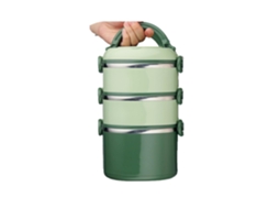 Caixa Bento, Recipiente Bonito Para Lancheira Feminina De Aço Inoxidável Empilhável De Grande Capacidade, Micro-ondas - Verde