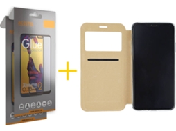 Kit Capa + Película Vidro Full 2X iPhone 12 « 12 Pro Skyhe Gandy Flip Dourado