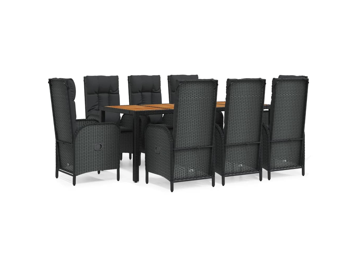 Garden Dining Set, Garden Dining Sets Vidaxl Preto Rattan / Vime (mesa Com 190 Cm De Comprimento)