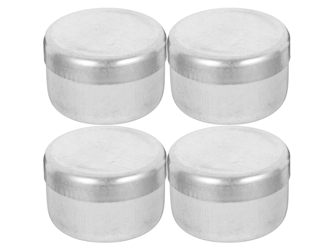 Conjunto De 4 Potes De Pesagem Redondos De Alumínio, Prateados.