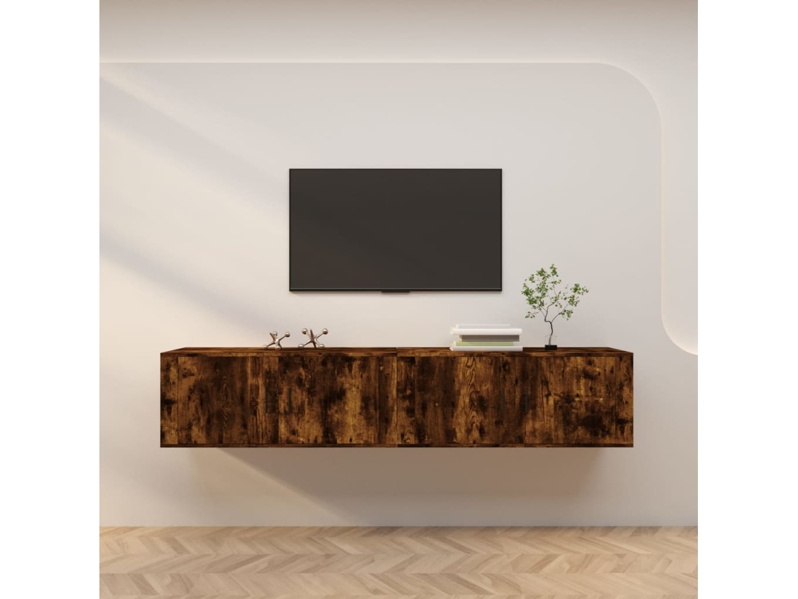 Vidaxl Móveis De Tv De Parede 2 Pcs 100x34,5x40 Cm Carvalho Fumado