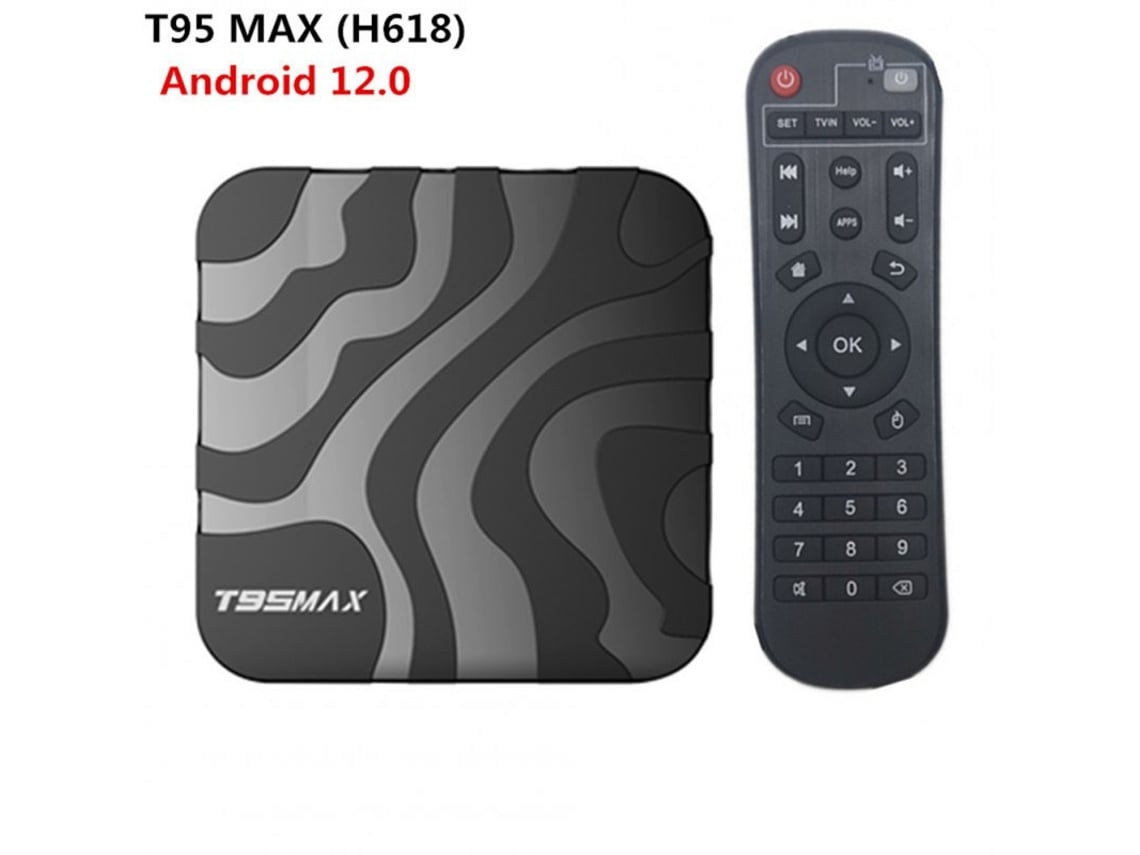 Box Smart Tv T95Max Android 12 H618 2.4G 5G Wifi Rede Compatível com Bluetooth Preto Plug Eua 4+32G