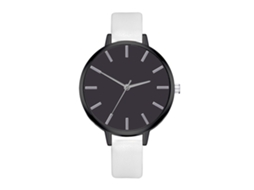 Relógio de Pulso Feminino de Quartzo Estilo Simples Couro Pu Casual e Negócio Branco
