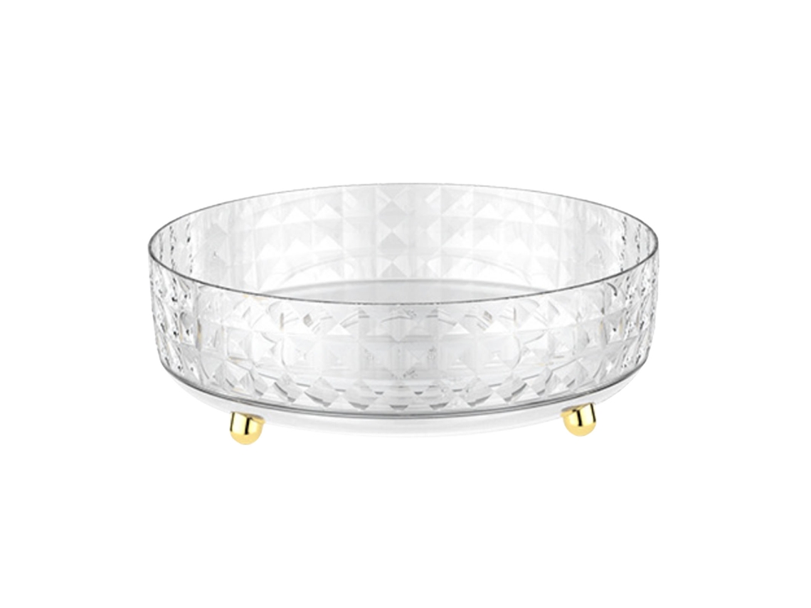 Bandeja Giratória Transparente De Armazenamento Para Maquiagem E Condimentos Com Design By Padrão Diamante