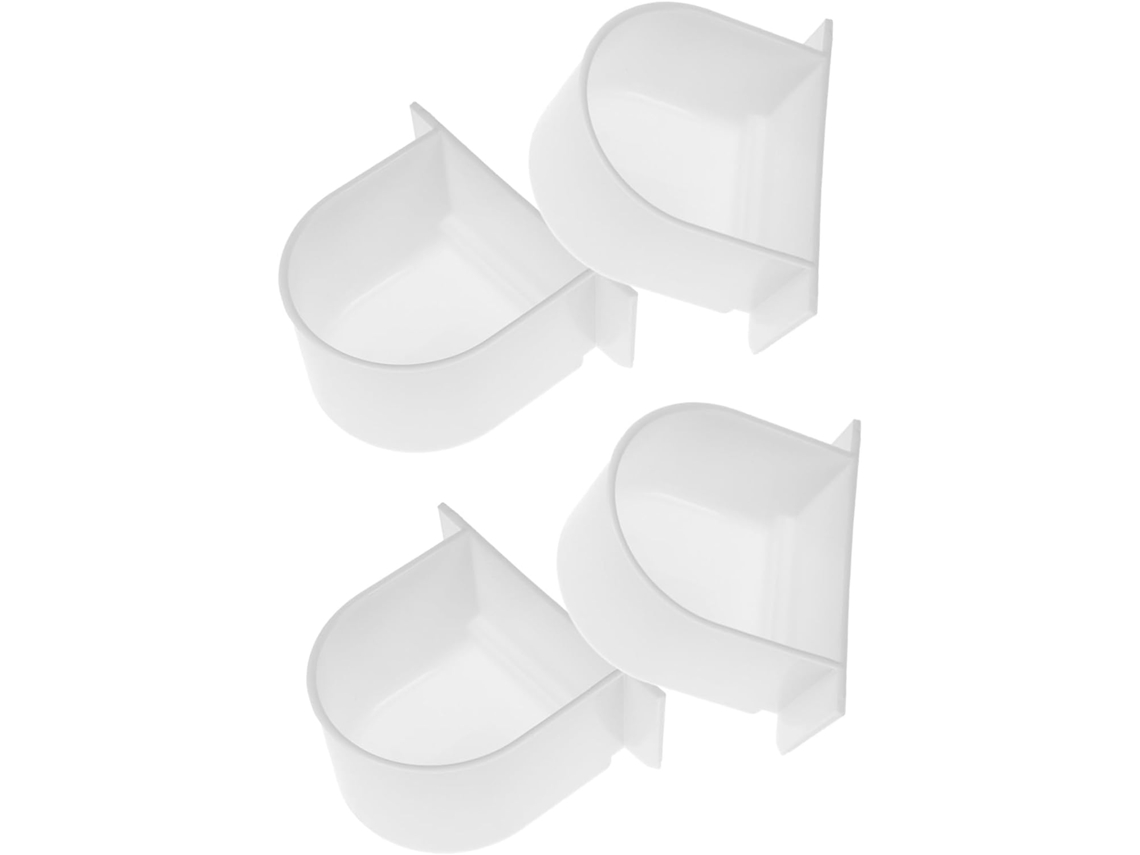 Kit de 4 Peças Inoomp para Alimentação e Água em Gaiolas de Pássaros, Semicircular, Branco,, para Papagaios, Periquitos CHABERLU
