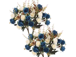 Rosas Artificiais Nova Line em Plástico para Casa Hotel Mesa de Casamento Azul S/MARCA