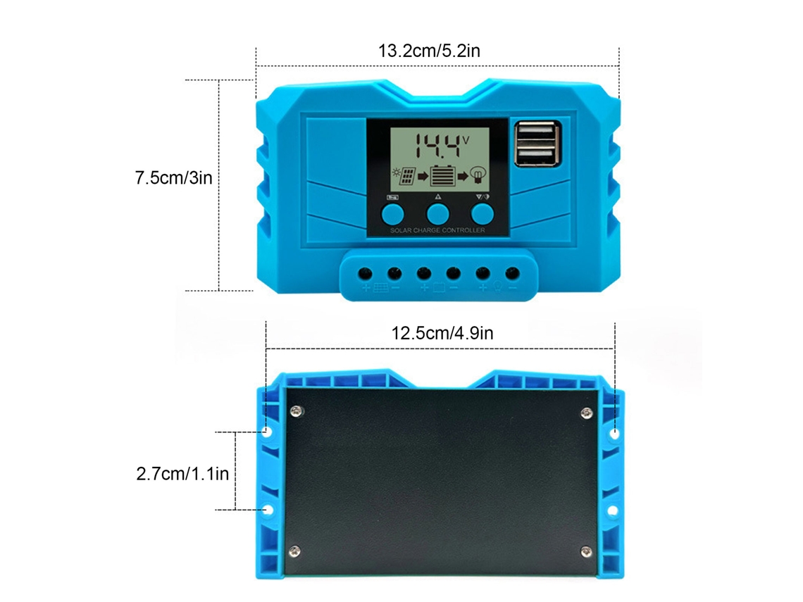 Controlador De Carga Solar Pwm 20a Com Lcd E Usb