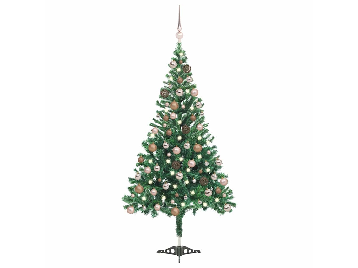 Vidaxl Árvore De Natal Artificial Pré-iluminada + Bolas 564 Ramos