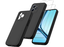 Capa Note Vidros Temperados Para Realme Realme C53 / Realme C51 / Realme Note 50/realme Narzo N53 Hongwe. Silicone Anti-choque Preto