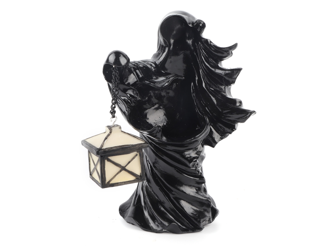 Enfeite de Halloween 2026 com LED: Escultura de Bruxa em Resina, Lanterna para Jardim, Terraço e Festas, Luz Noturna Preta