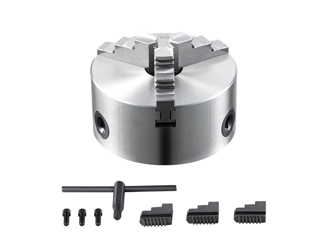 VEVOR 3 Garra Torno Mandril 6 Auto-Centrando Torno Mandril 0 14-6 3 . / 3.5-160Mm Braçadeira com Parafuso de Fixação Reversível T-Clamp