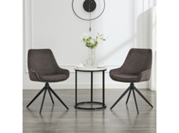 Conjunto de 2 cadeiras giratórias estofadas, estilo moderno, cor castanho escuro, para sala de jantar, estar ou escritório ESSÊNCIACASA