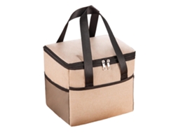 Bolsa térmica para almoço isolada Oxford com zíper duplo e bolsos laterais bege S/MARCA