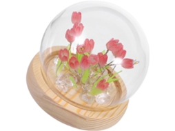 Luminária Noturna Tulipa Diy, Rosa, Vidro, Madeira, Plástico, 1