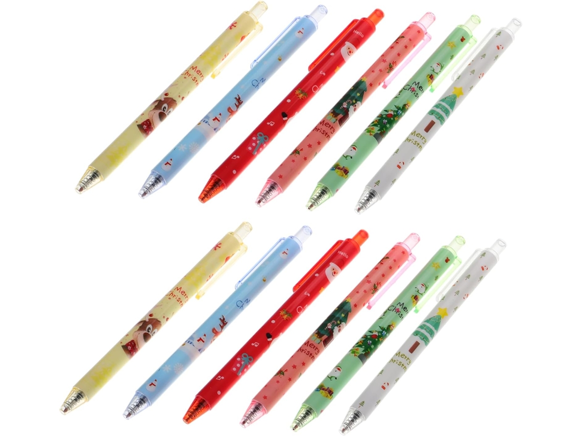 Conjunto De 24 Canetas Em Gel Secfou Com Tema Natalino. Pequenas,