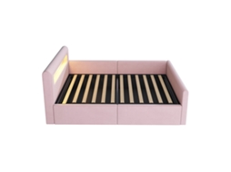 Cama Infantil Veludo Led Usb Hidráulico Cabeceira Rebatível 200kg