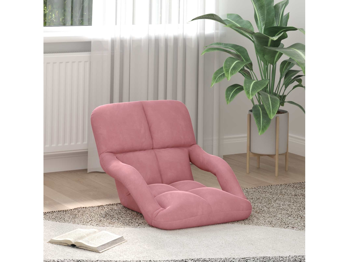 Vidaxl Cadeira De Chão Ajustável Rosa Veludo