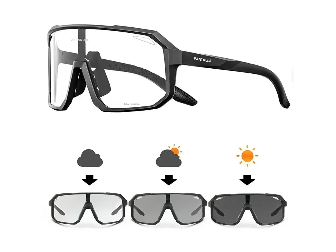 (preto) Óculos De Ciclismo Fotocromáticos Unissex, Proteção Uv400, Adequados Para Esportes Ao Ar Livre.