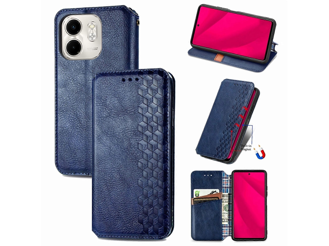 Capa De Celular Em Couro Magnético Com Padrão De Grade Cúbica Para Infinix Smart 9