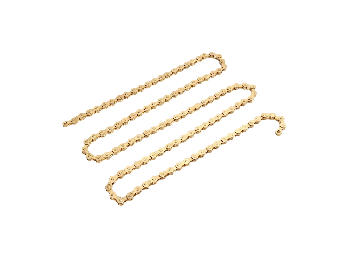 Corrente de Bicicleta Mali 8 Marchas, 116 Links, Aço com Plating Dourado, Conector