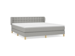 Cama com Molas/Colchão 160x200 Cm em Tecido Cinzento Claro MAISON EXCLUSIVE