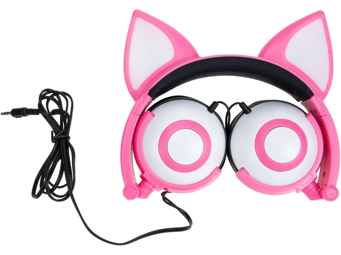 Fones De Ouvido Infantis Alipis Com Design Orelhas Gato, Material De Pvc Ergonômico E Hipoalergênico, Plugue Reto De 3