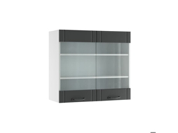 Armário de cozinha alto envidraçado Fame-Line, 80 cm, Country Antracite, Vicco