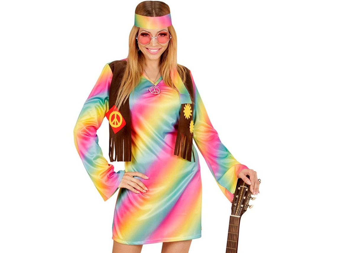 Fato de hippie arco-íris para mulher