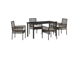 Conjunto de Jantar para Jardim 5 Pcs Castanho Vime Pe MAISON EXCLUSIVE