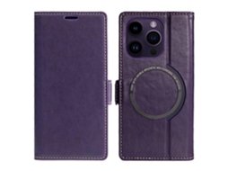 Capa Tkdaddy Para Iphone 15 Pro Max Compatível Com Suporte De Carteira Magsafe, Capa De Couro Flip Roxa