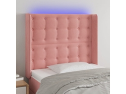Vidaxl Cabeceira De Cama C/ Luzes Led Veludo 93x16x118/128 Cm Rosa