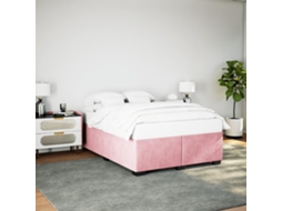 Estrutura De Cama 140x190 Cm Veludo Rosa