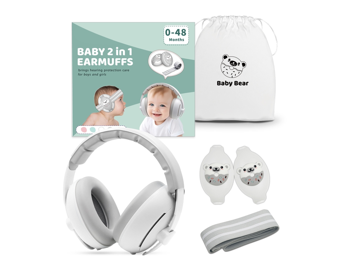 Protetor de Ouvido 2 em 1 Anti ruído para Bebês de 0 a 48 Meses, Redução de 25 Db, Ajustável, Ideal para Sono e Viagens, Crianças, Educativ STELASPLEN