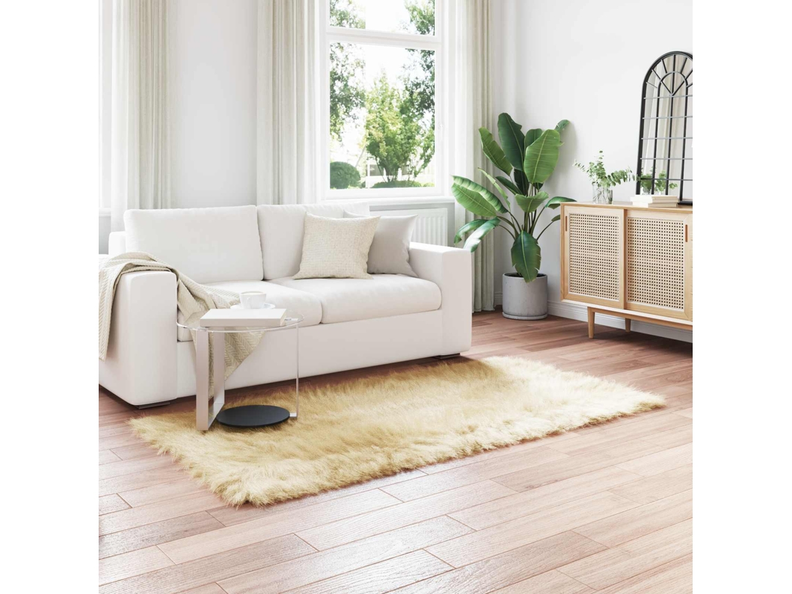 Vidaxl Tapete De De Ovelha Sintética Tafalla Creme 100 X 200 Cm