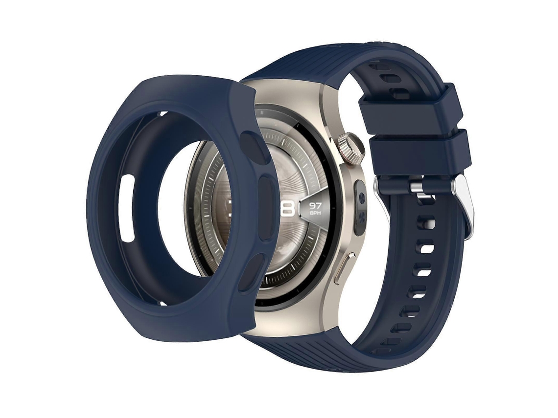 Conjunto De Pulseira De Silicone Com Listras Verticais Integradas E Capa Protetora De Silicone Para Relógio.